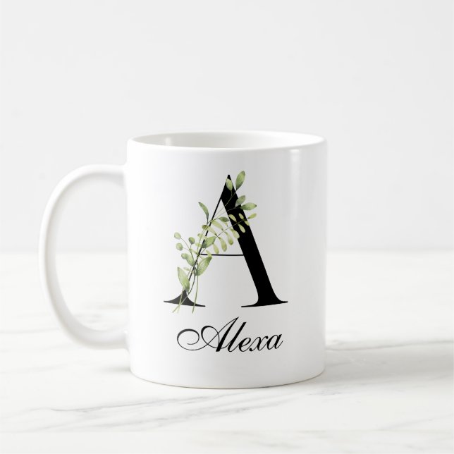 Botanical LetterA | Elegant Custom Name Mug (Left)