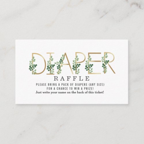Botanical Lettering Diaper Raffle Baby Shower Enclosure Card