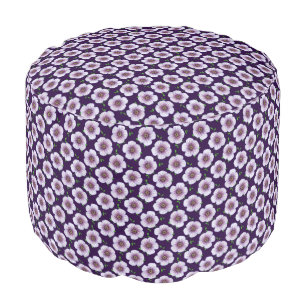 Botanical Light Blue Geranium Floral Pattern Pouf