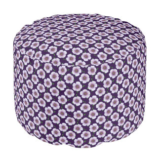 Botanical Light Blue Geranium Floral Pattern Pouf
