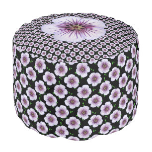 Botanical Light Blue Geranium Floral Pattern Pouf