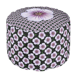 Botanical Light Blue Geranium Floral Pattern Pouf
