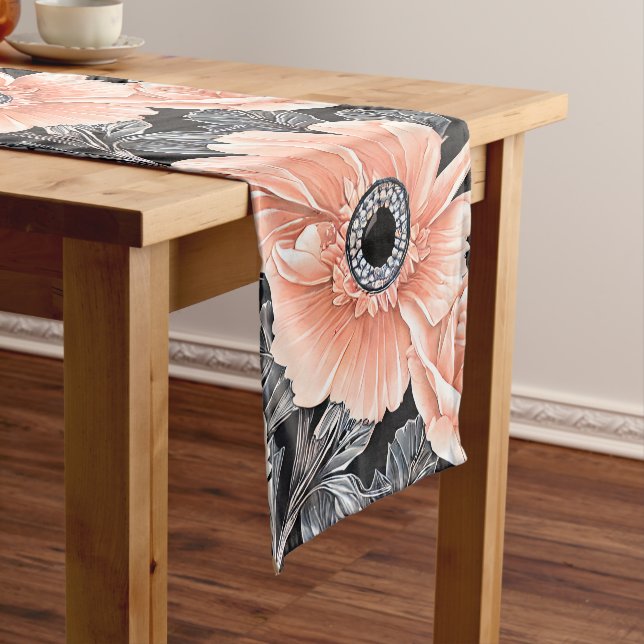 Botanical Light Peach Floral Pattern  Short Table Runner (In Situ)