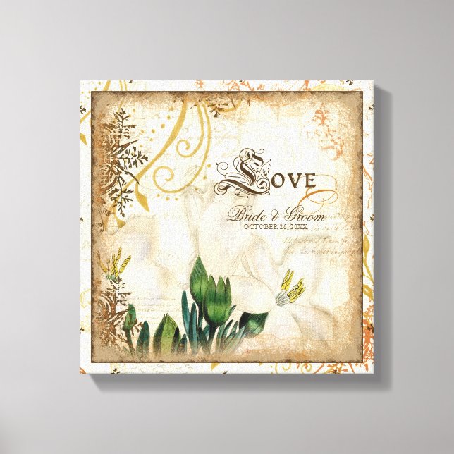 Botanical Lily Lilies Love Wedding Personalized Canvas Print (Front)