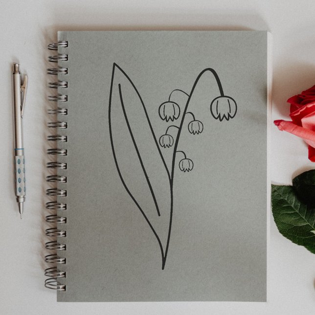 Botanical Lily of the Valley Line Art Flower Rubber Stamp (Botanical Lily of the Valley Line Art Flower Rubber Stamp)