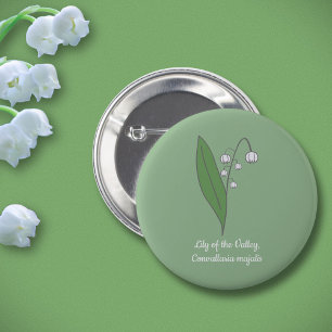 Botanical Lily of the Valley Pastel Flower  Button