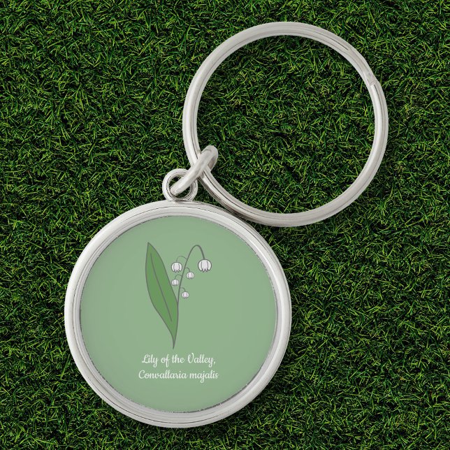 Botanical Lily of the Valley Pastel Flower  Keychain (Botanical Lily of the Valley Flower Keychain)