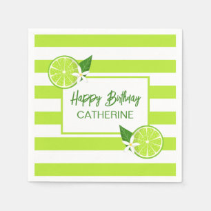 Botanical Lime Citrus Summer Birthday Napkins