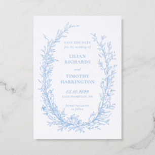 Botanical Line Art Frame Wedding Save the Date Letterpress Photo Cards