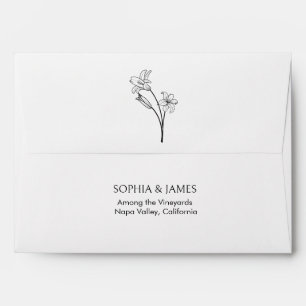 Botanical Line Art Return Address Wedding Envelope