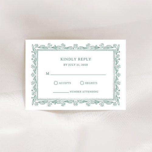 Botanical Line Art | Sage Green Wedding RSVP Card