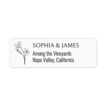 Botanical Line Art Wedding Return Address Label