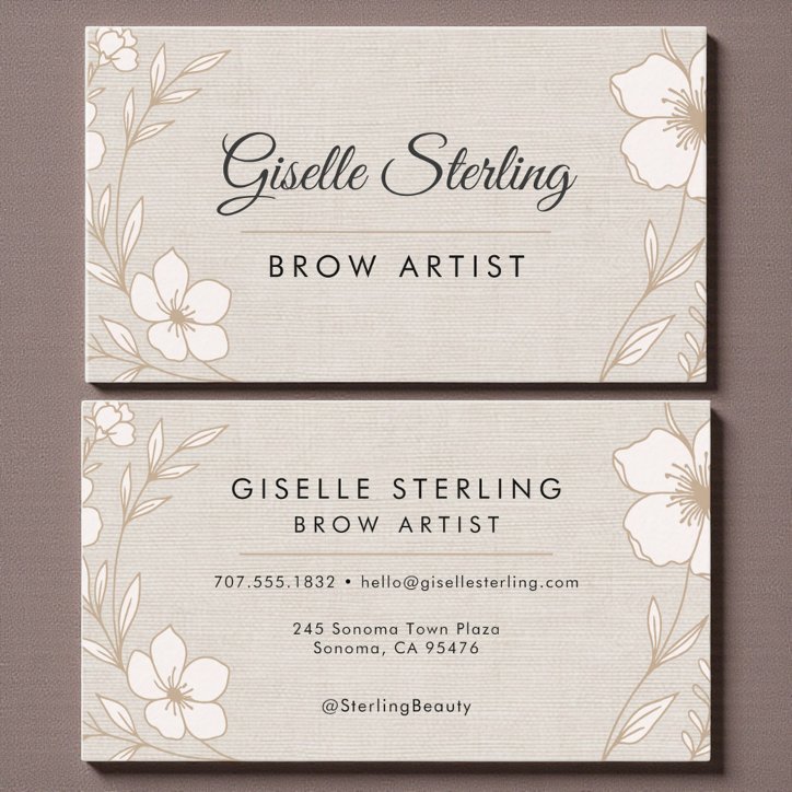Botanical Linen Floral Brow Artist Beauty Business Card