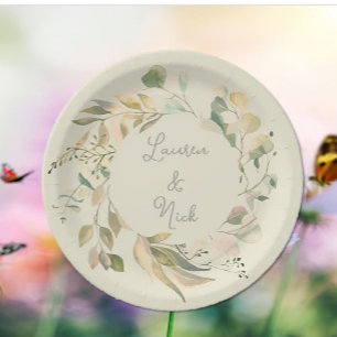 Botanical look! Wedding Personalized plates
