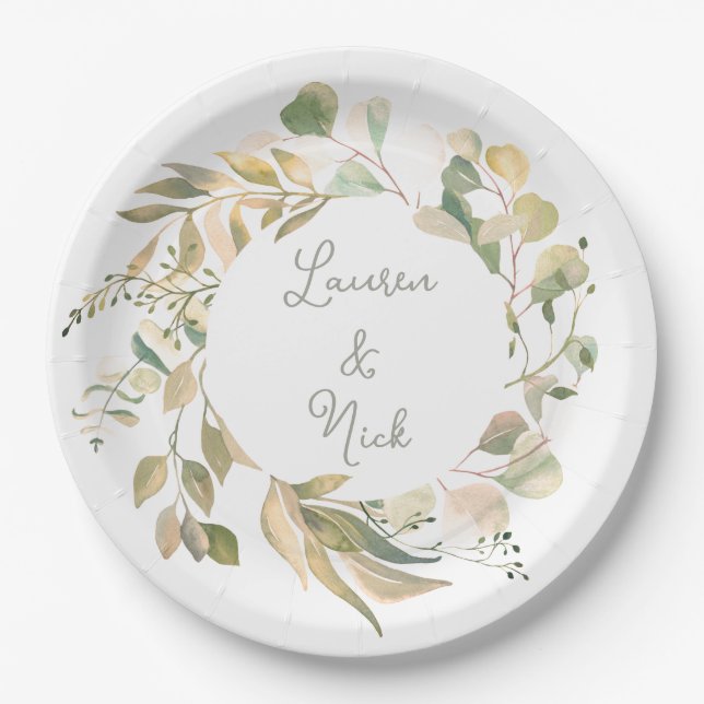 Botanical look! Wedding Personalized plates (Front)