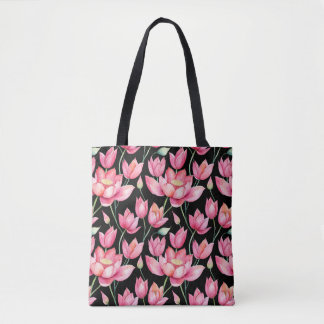 Botanical Lotus Floral Shopping Bag