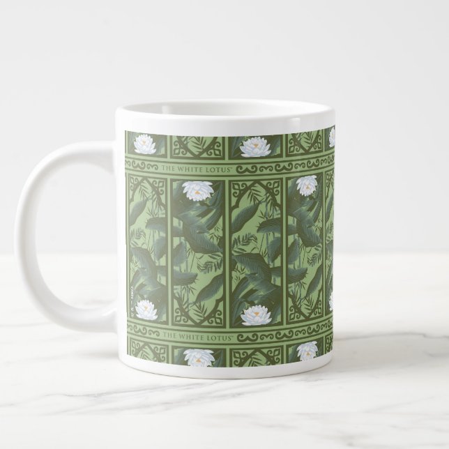 Botanical Lotus Panel Pattern - The White Lotus Giant Coffee Mug (Left)