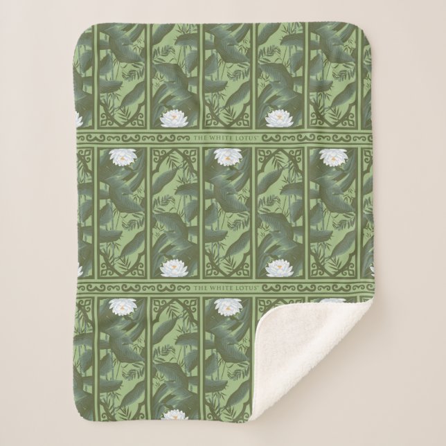 Botanical Lotus Panel Pattern - The White Lotus Sherpa Blanket (Front)