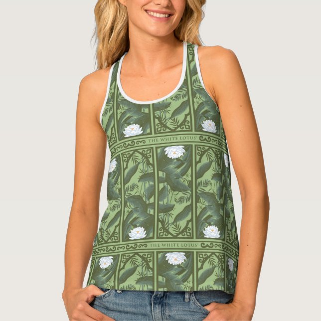 Botanical Lotus Panel Pattern - The White Lotus Tank Top (Front)
