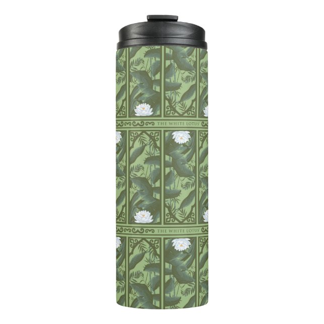 Botanical Lotus Panel Pattern - The White Lotus Thermal Tumbler (Front)