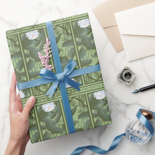 Botanical Lotus Panel Pattern - The White Lotus Wrapping Paper (Gifting)