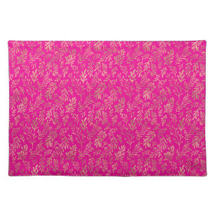 Botanical Magenta Faux Gold Foliage Pattern Cloth Placemat