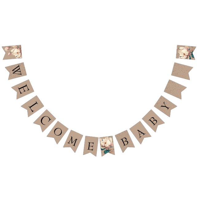 Botanical magnolia floral  bunting flags (All)