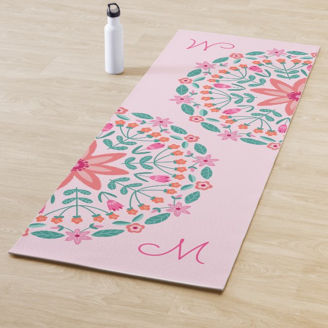 Botanical Mandala Floral Monogrammed Yoga Mat (In Situ)