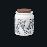 Botanical marble candy jar<br><div class="desc">Extremly beautiful and tender watercolor floral pattern featuring green leaves lines on white marble texture.</div>