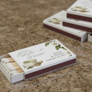 Botanical Matcha Made in Heaven Wedding Favor Matchboxes