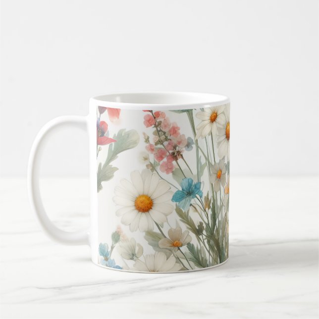 Botanical Medley Of Flowers Coffee Mug (Left)
