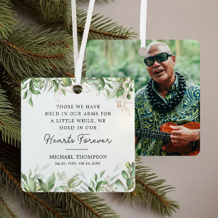 Botanical Memorial Photo Keepsake Metal Ornament