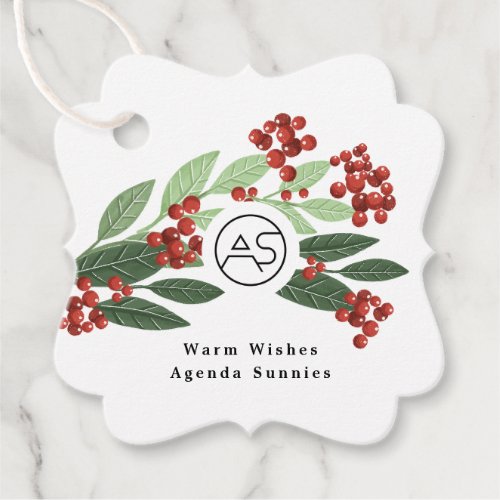 Botanical Merry Christmas Message Logo Business Favor Tags