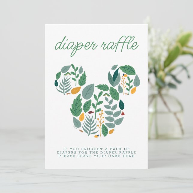 Botanical Mickey Mouse Baby Shower Diaper Raffle Invitation (Standing Front)