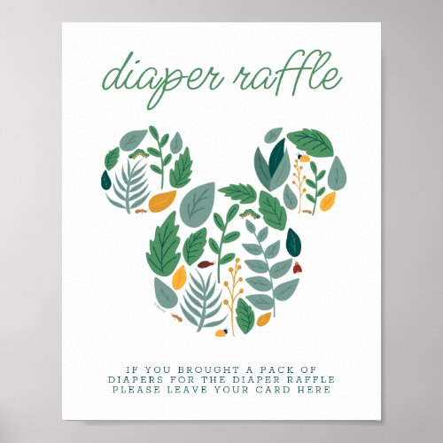 Botanical Mickey Mouse Baby Shower Diaper Raffle Poster