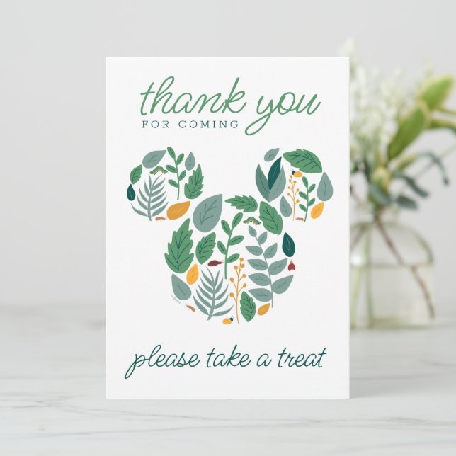 Botanical Mickey Mouse Baby Shower Favor Table Invitation (Standing Front)