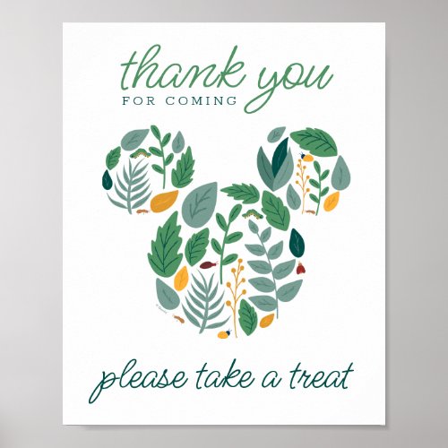 Botanical Mickey Mouse Baby Shower Favor Table Poster