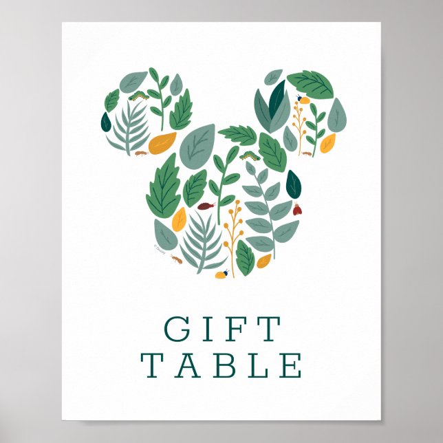 Botanical Mickey Mouse Baby Shower Gift Table Poster (Front)