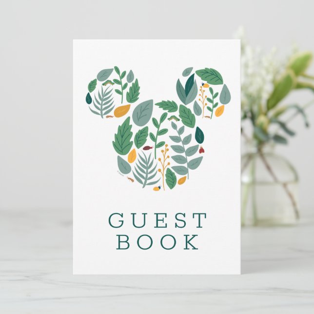 Botanical Mickey Mouse Baby Shower Guest Book Invitation (Standing Front)