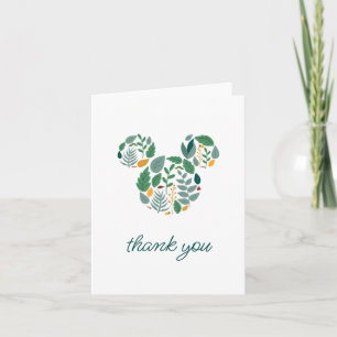 Botanical Mickey Mouse Baby Shower Letterpress Thank You Card