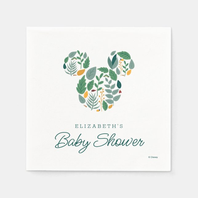 Botanical Mickey Mouse Baby Shower Napkins (Front)
