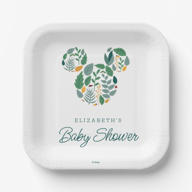 Botanical Mickey Mouse Baby Shower Paper Plates (Front)