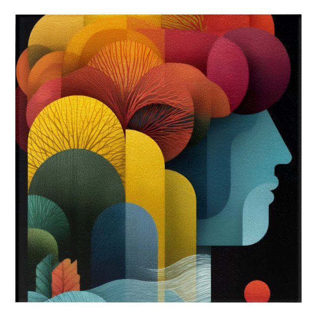 Botanical Mind Profile Vibrant Layers Acrylic Print (Front)