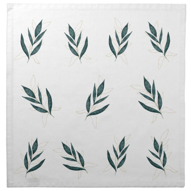  Botanical | Minimal Greenery Table Accent Cloth Napkin (Front)