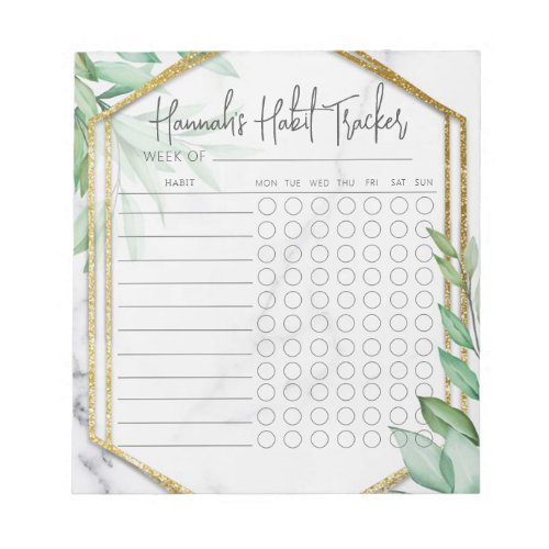 Botanical Minimal Script Habit Tracker Notepad