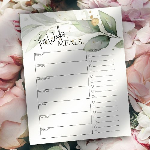 Botanical Minimal Script Text Weekly Meal Planner