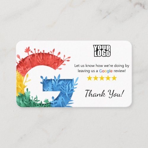 Botanical Minimalist Google Review Card With QR 