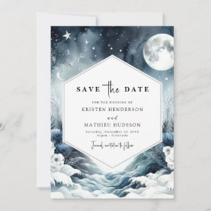 Botanical Minimalist Moonlit Wedding Save The Date