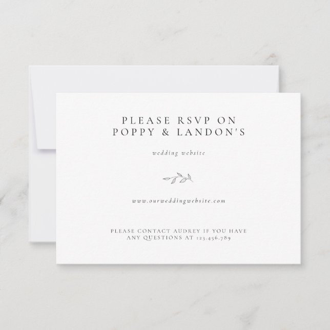 Botanical Minimalist Typography RSVP Response Card (Front)