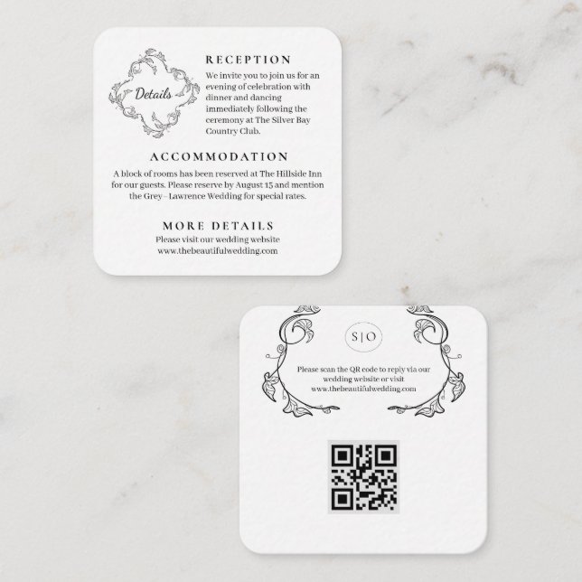 Botanical Minimalist Wedding Enclosure Card (Front/Back)